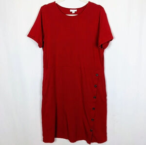 J.Jill Short Sleeve Button Detail Shirt Dress Soft Stretch Pima Cotton Modal MT